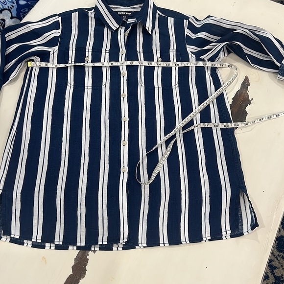 Lands End Linen striped blouse - Picture 7 of 12